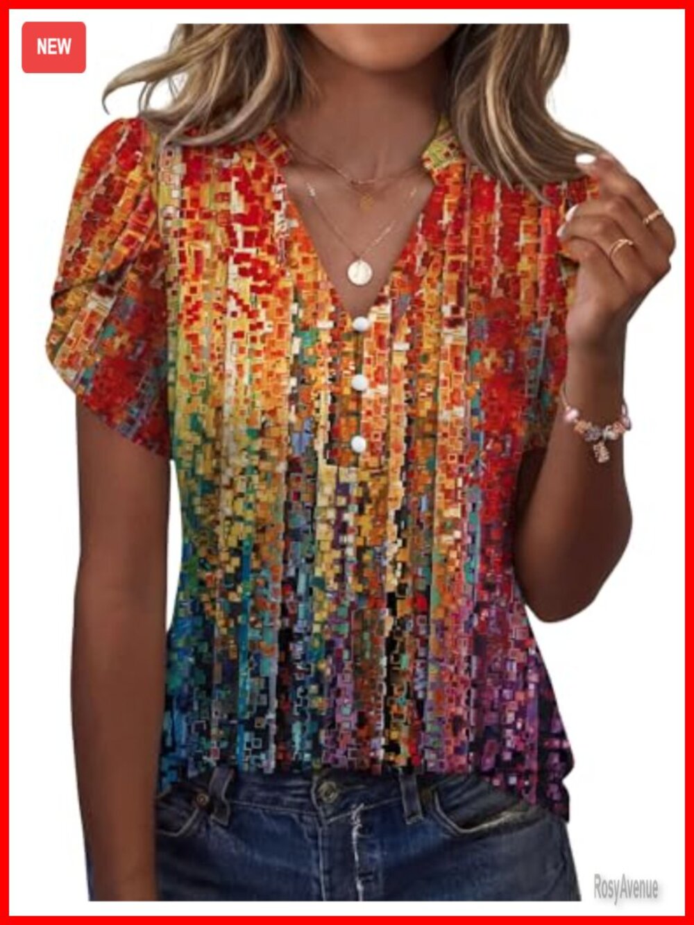 Petal Sleeve V-Neck Tunic Blouse, Lightweight Floral Print Business Work Top